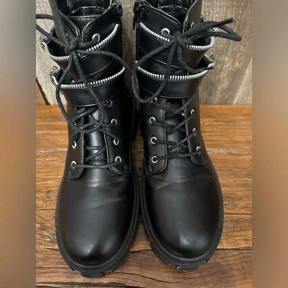 Mari A. Jordin Combat Boots Zip On Side with Ankle Strap Black Size 8.5 Women’s - Picture 9 of 17